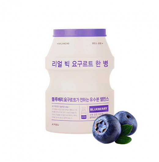Тканевая маска для лица с экстрактом голубики A'pieu Real Big Yogurt One-Bottle Blueberry