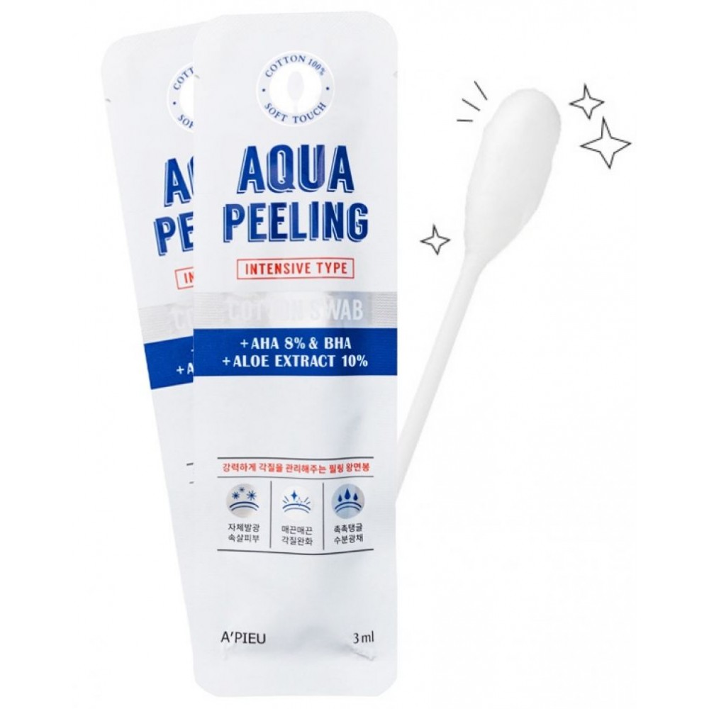 Очищающие ватные палочки для лица с АНА и BHA-кислотами A'PIEU Aqua Peeling Cotton Swab (Intens)