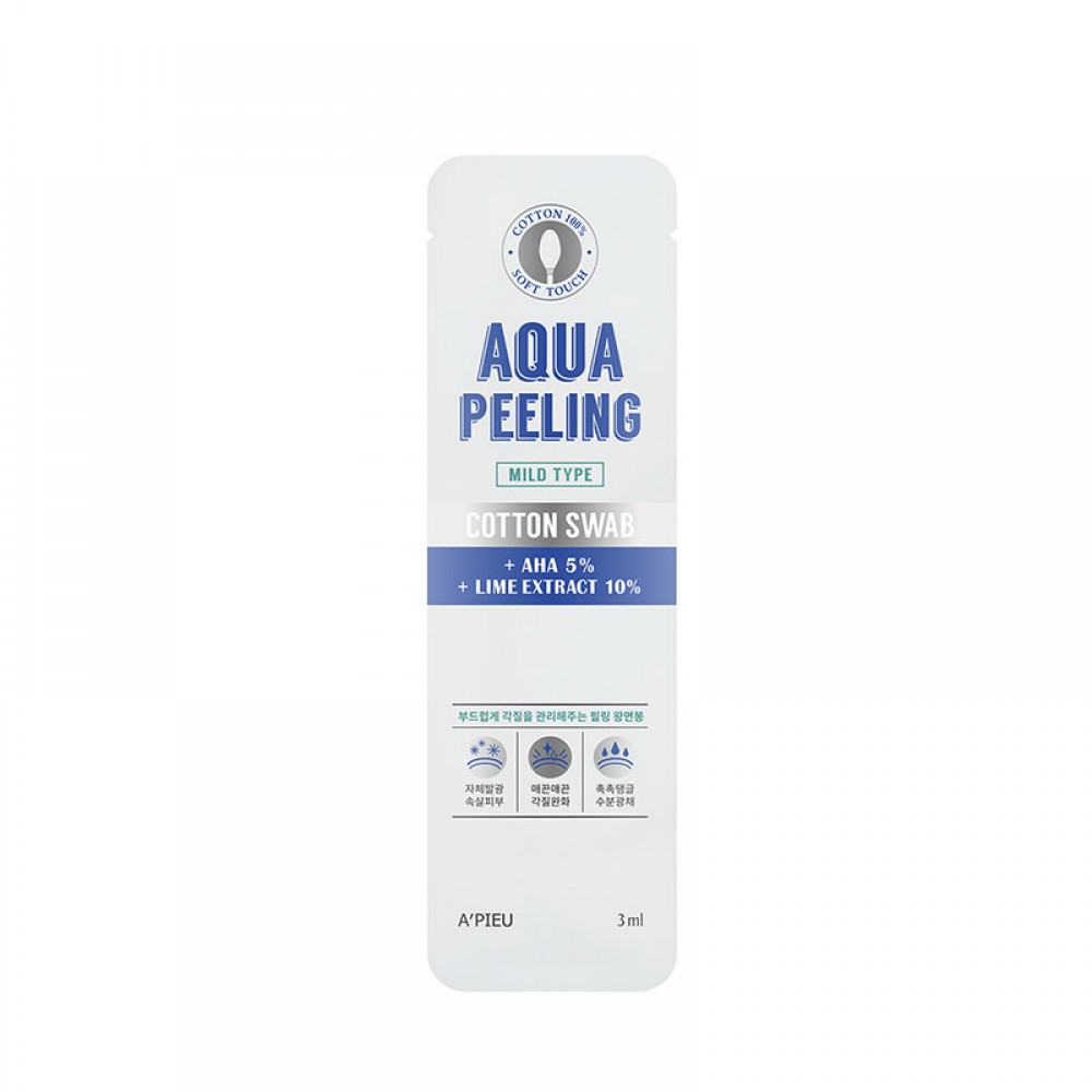 Очищающие ватные палочки для лица с АНА и BHA-кислотами A'PIEU Aqua Peeling Cotton Swab (Mild), 1 шт./3 мл