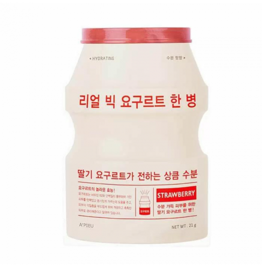 Тканевая маска для лица йогуртовая с экстрактом клубники A'Pieu Real Big Yogurt One-Bottle Strawberry