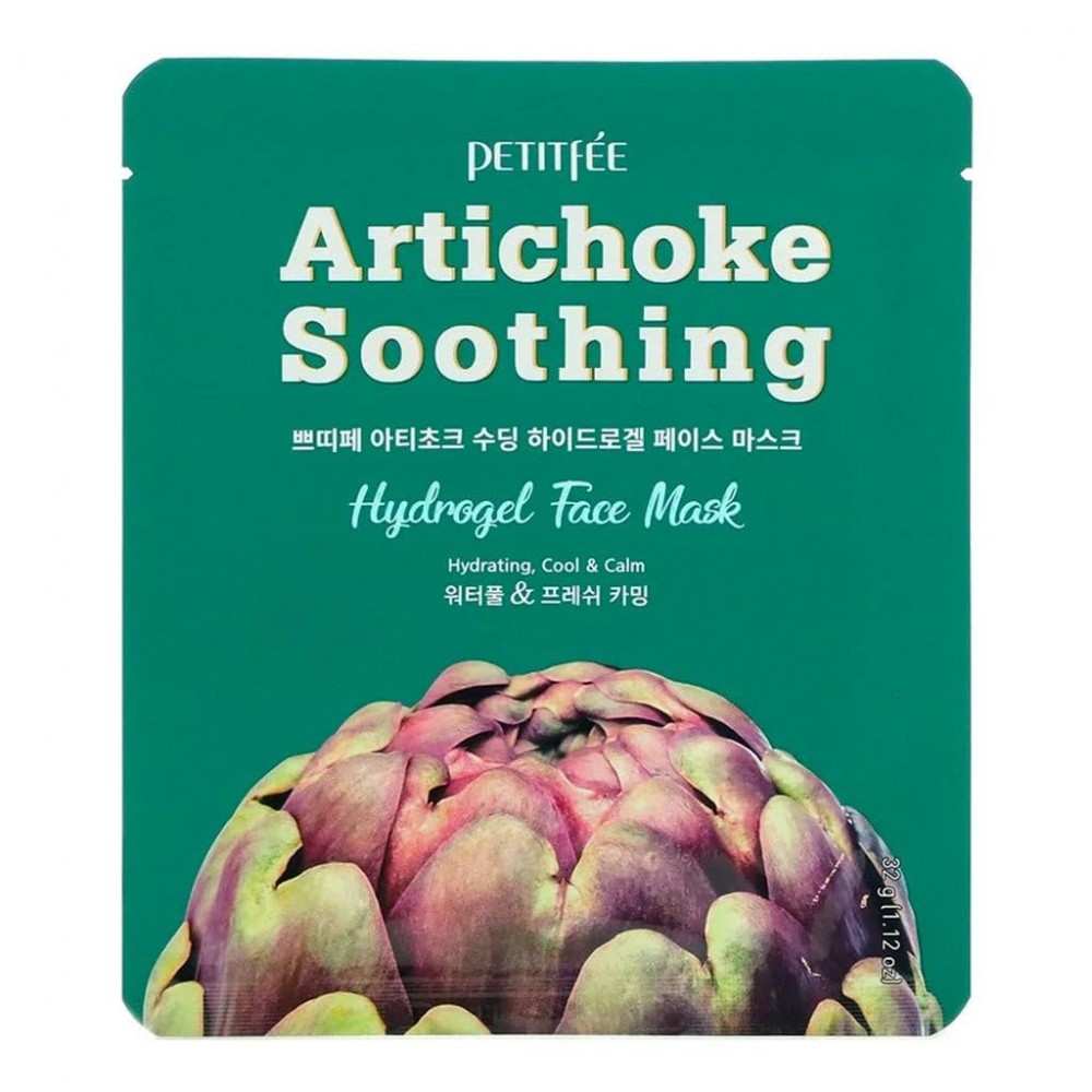 Маска гидрогелевая противоотёчная с артишоком Petitfee Artichoke Soothing Hydrogel Face Mask 32g